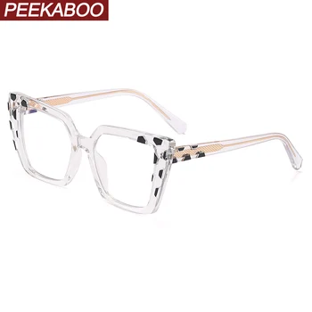 Peekaboo didelis aikštė akiniai stabdžių mėlyna šviesa, skaidraus lęšio TR90 cat eye akiniai, rėmeliai moterų acetatas aukštos kokybės leopardo skaidrus